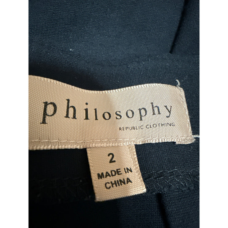 Philosophy Women's Black High Waisted Gold Back Zip Pencil Mini Skirt Size 2