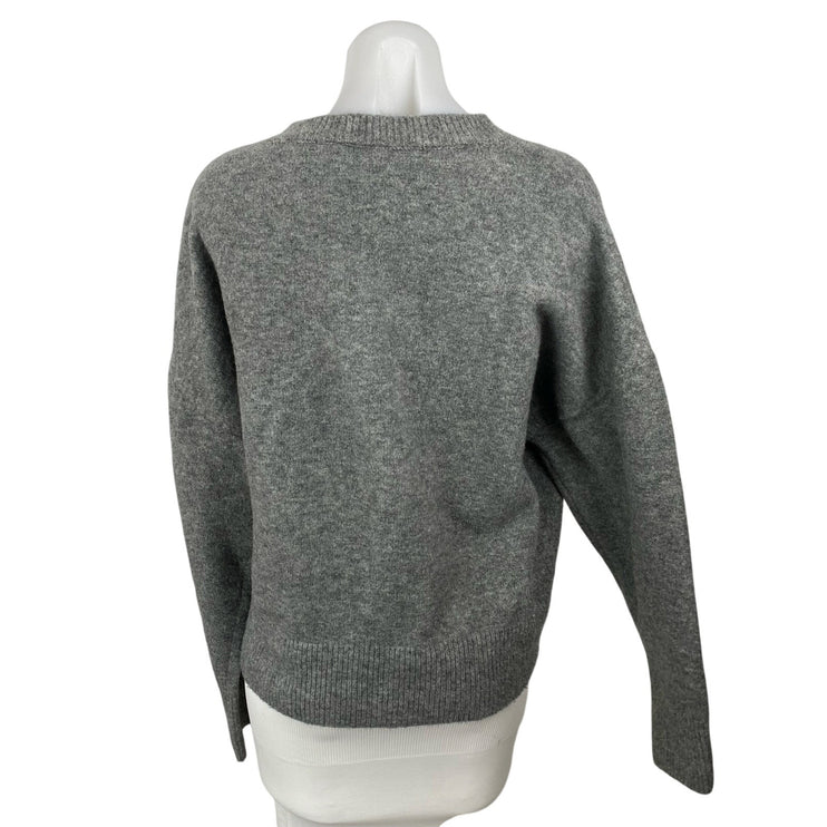 Zara Women's Gray Knit Crew Neck Long Sleeve Sweatshirt Sweater Top Size M