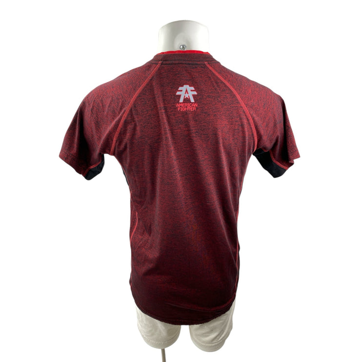 American Fighter Men's Red Logo Short Sleeve Raglan Crew T Shirt Tee Top Size L