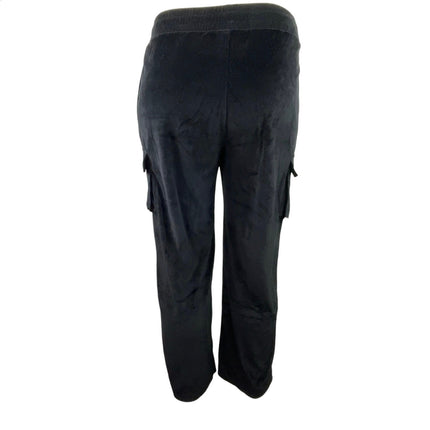 Fashion Nova velvet Velour Saint Rhinestone High Rise Cargo Trousers Pants Sz L