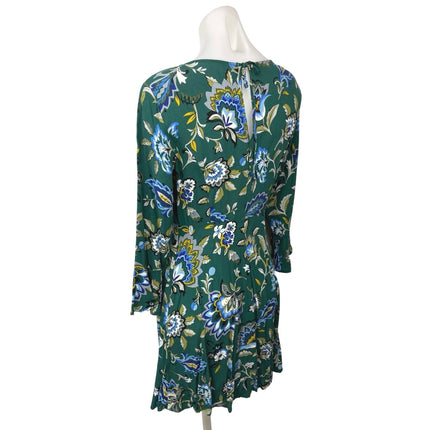 Old Navy Green Floral Print Bell Sleeves Fit & Flare Knee Length Sheath Dress 4
