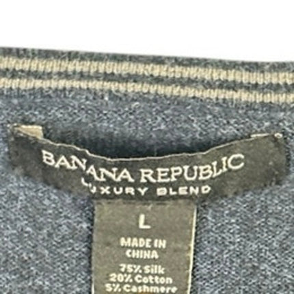 Banana Republic Men's Blue Silk Cashmere Knit Long Sleeve Pullover Sweater Top L