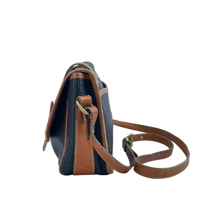 Vintage Dooney & Bourke Women's Blue Pebbled Leather Crossbody Saddle Handbag OS