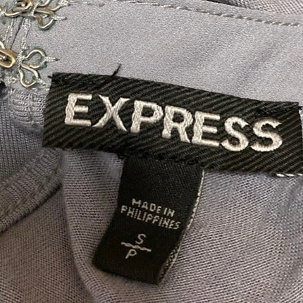 Express Gray Beaded Jeweled Rhinestone Sleeveless Cami Blouse Tank Top Size S