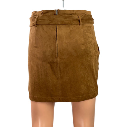 Abercrombie & Fitch Womens Brown Faux Suede Belted Mini Paperbag Skirt Size XS