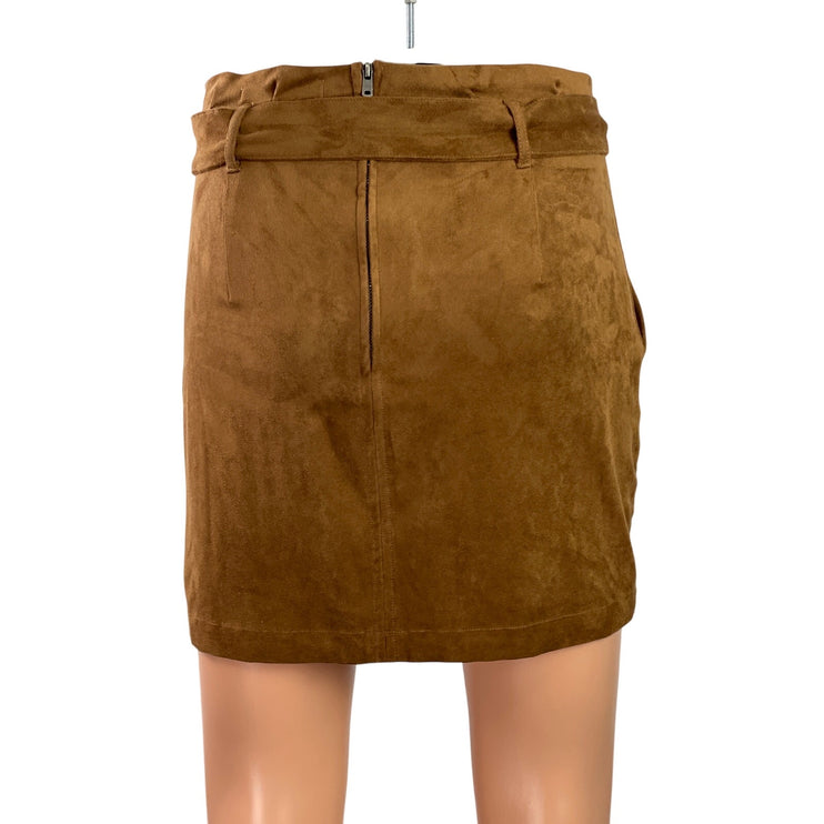 Abercrombie & Fitch Womens Brown Faux Suede Belted Mini Paperbag Skirt Size XS