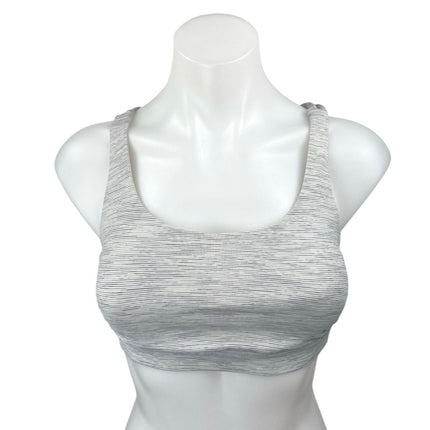 Lululemon Gray Strappy Cross Back Sleeveless Yoga Athletic Sports Bra Crop Top 2