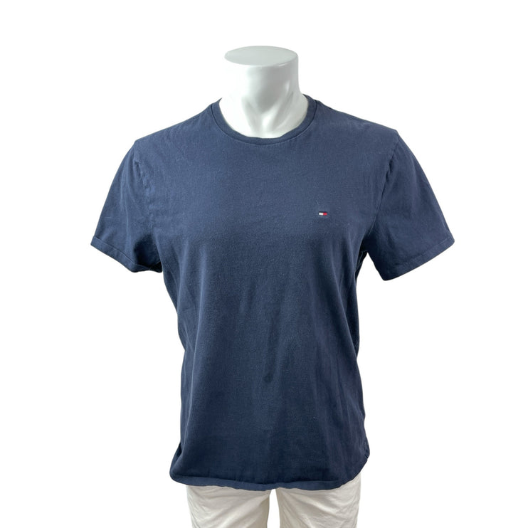 Tommy Hilfiger Men's Navy Blue Short Sleeve Logo Crewneck T Shirt Tee Top Size L