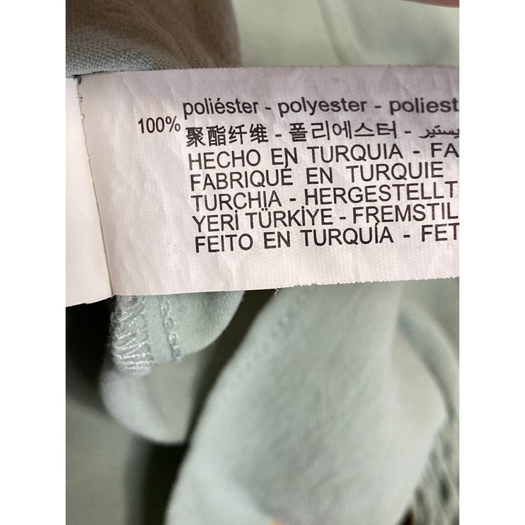 Zara Women's Green Beaded Pearl Balloon Half Sleeve Button Up Shirt Top Size M