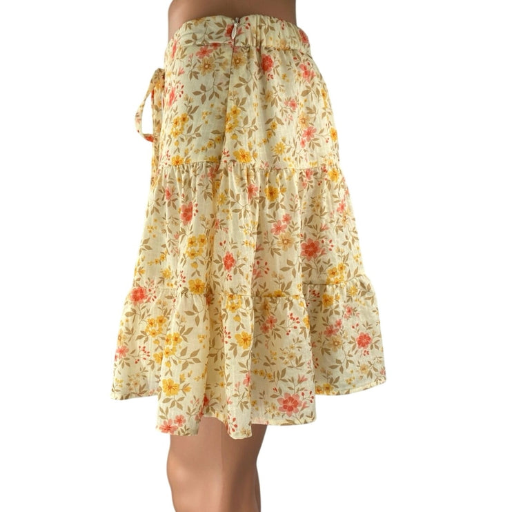 Princess Polly Multicolor Floral Button Tiered Mini A-Line Flared Skirt Size 6