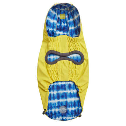 GF Pet NWT Reversible Elasto-Fit Yellow & Blue Tie Dye Print Dog Raincoat Sz XL