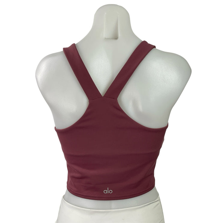 Alo Yoga Women's Red V Neck Racerback Workout Running Athletic Crop Top Size M
