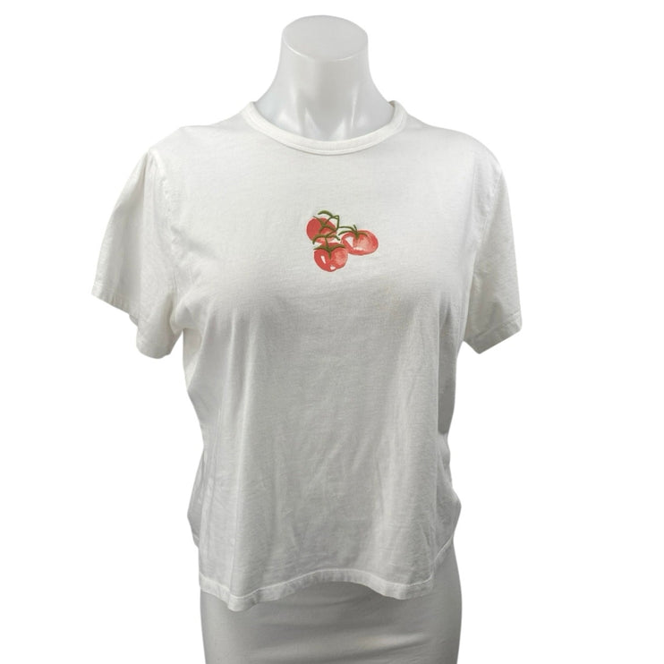 Abercrombie & Fitch Womens White Tomato Short Sleeve Sketching Tee T Shirt Top M