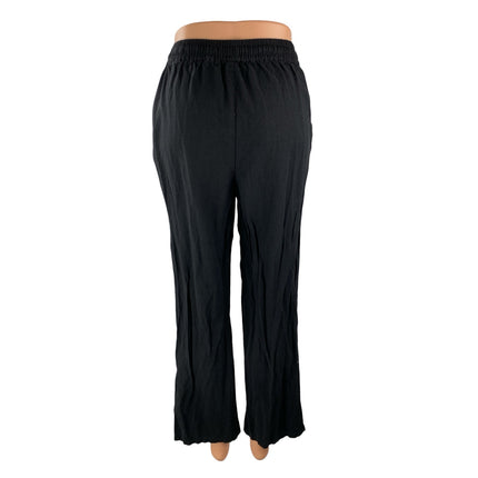 Chartou Women's Black High Waisted Drawstring Straight Trousers Pants Size XS
