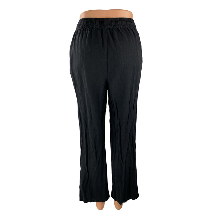 Chartou Women's Black High Waisted Drawstring Straight Trousers Pants Size XS