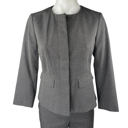 Ann Taylor Women's Gray Button Down Blazer & Trousers Pants 2Pc Suit Set Sz 0/2