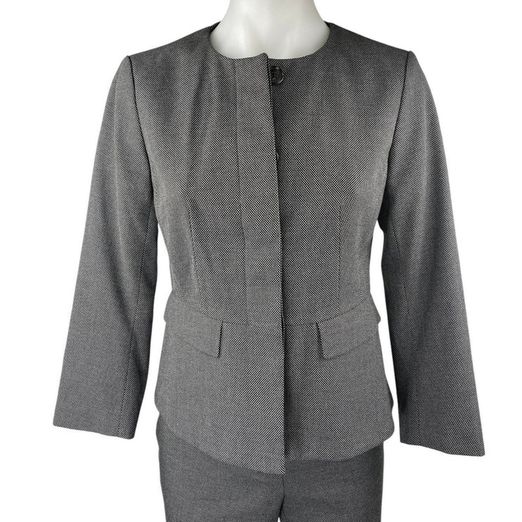 Ann Taylor Women's Gray Button Down Blazer & Trousers Pants 2Pc Suit Set Sz 0/2