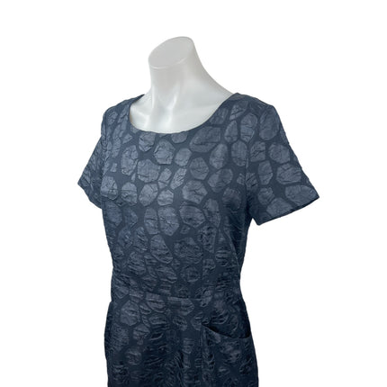 Cos Women's Black Abstract Textured Short Sleeve Mini A-Line Shift Dress Size 8