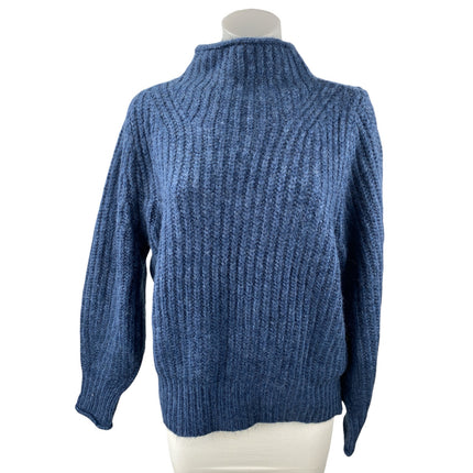 NEW Madewell Women's Blue Ribbed Knit Turtleneck Long Sleeve Sweater Top Size S