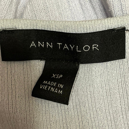 Ann Taylor Women's Blue Short Flutter Sleeve Ribbed Knit Blouse Top Size XSP