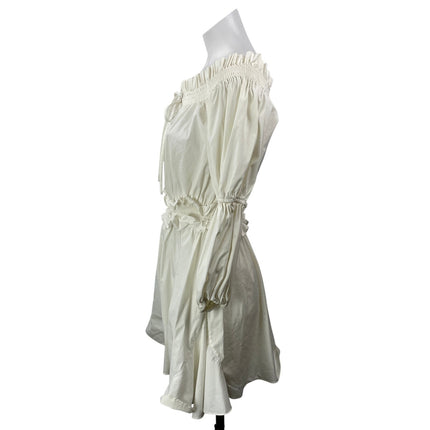 Caroline Constas White Long Puff Sleeves Off The Shoulder Peasant Mini Dress S