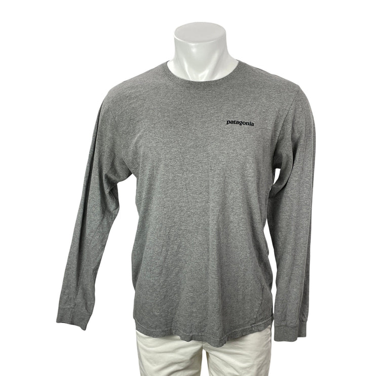 Patagonia Men's Gray Long Sleeves P-6 Logo Responsibili Tee T-shirt Top Size M