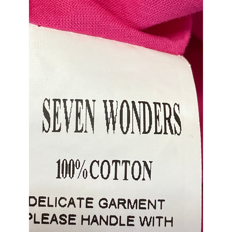 NEW Seven Wonders Pink Sleeveless Deep V Neck Ruched Tank Blouse Top Size L