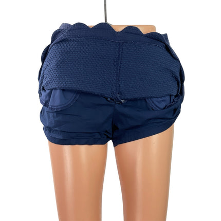 Lilly Pulitzer Womens Blue Mid Rise Scalloped Hem Mini Skirt Shorts Skort Size 2