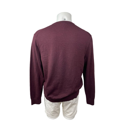 Calvin Klein Men's Burgundy Red Wool V Neck Long Sleeve Sweatshitr Sweater Top L