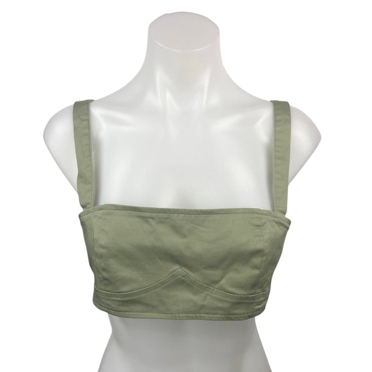 NEW WeWoreWhat Danielle Bernstein Sage Green Square Neck Crop Tank Top Size 2