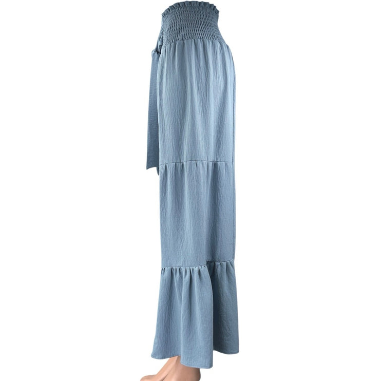 BMJL Women's Blue Tiered Wide Leg Smocked Waist Palazzo Trousers Pants Size S