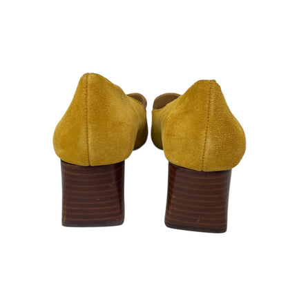 Sole Society Mustard Suede Leather Pointed Toe Block Heel Slip On Pumps Shoes 10