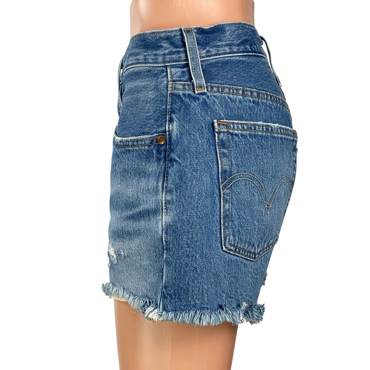 Levi's Women's Blue Distressed High Rise Y2k Cut Off Denim Jean Shorts Size S