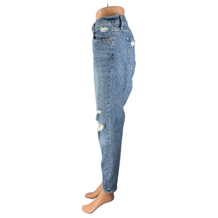 Gap True Skinny Mid Rise Women's Blue Distressed Ankle Denim Jeans Size 33