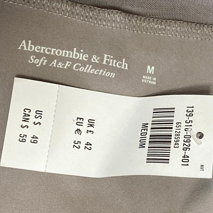 NEW Abercrombie & Fitch Tan Mesh Long Sleeve Square Neck Corset Bodysuit Top M