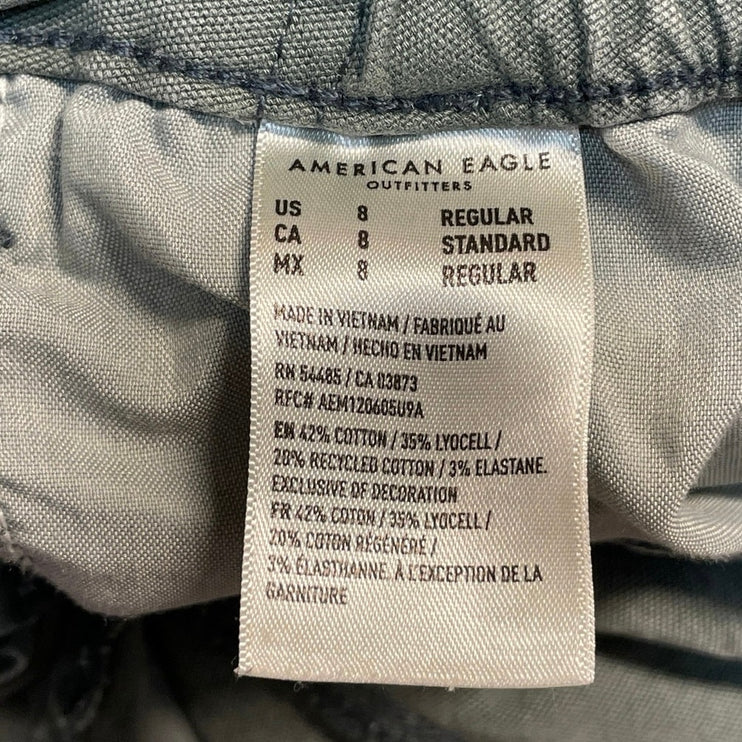 American Eagle Women's Green Stretch Straight Leg Cargo Trousers Jeans Pants 8