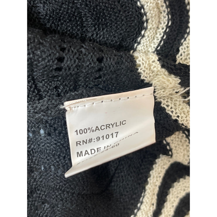 Solitaire Black Crochet Knit Short Flutter Sleeve Crop Sweater Blouse Top Size M