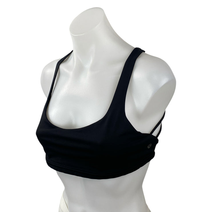 Lululemon Women's Black Strappy Yoga Workout Athletic Crop Top Sports Bra Size 6