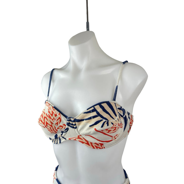 Farm Rio Mixed Lobsters Underwire Bandeau High Waist 2 Pc Bikini Set Swimwear L