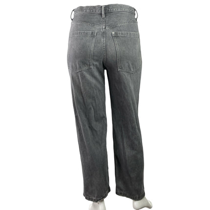 H&M Women's Gray High Rise Relaxed Baggy Fit Straight Leg Denim Jeans Pants 32