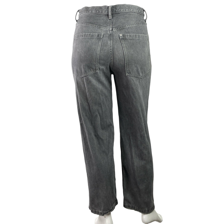 H&M Women's Gray High Rise Relaxed Baggy Fit Straight Leg Denim Jeans Pants 32