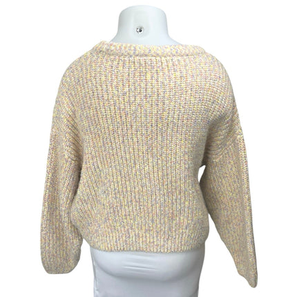 H&M Divided Beige Multicolor Chunky Knit Long Sleeve Crop Sweater Top Size XL