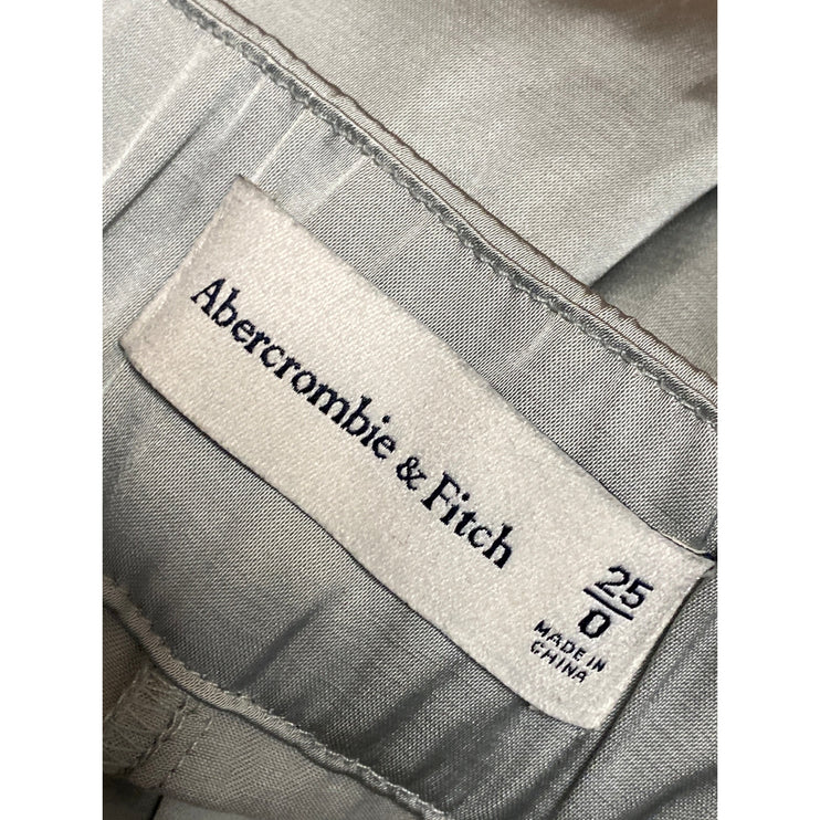 Abercrombie & Fitch Satin Pleated High Rise Straight Wide Leg Trousers Pants 25