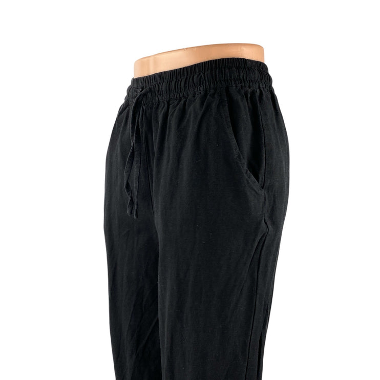 Chartou Women's Black High Waisted Drawstring Straight Trousers Pants Size XS