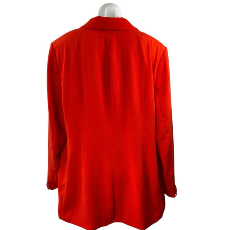 H&M Women's Red One Button Notch Collar Long Sleeve Blazer Coat Jacket Size XL