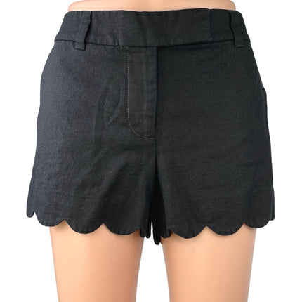 J.Crew Women's Linen Cotton Scalloped Hem Mid Rise Mini Casual Shorts Size 6