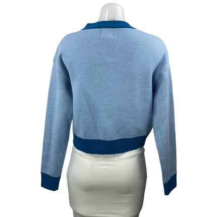 Princess Polly Zaynah Blue Long Sleeves Knit Cropped Cardigan Sweater Top XS
