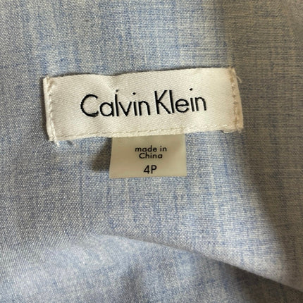 Calvin Klein Denim Motto Zip Blue Sleeveless Notched Collar Midi Sheath Dress 4P