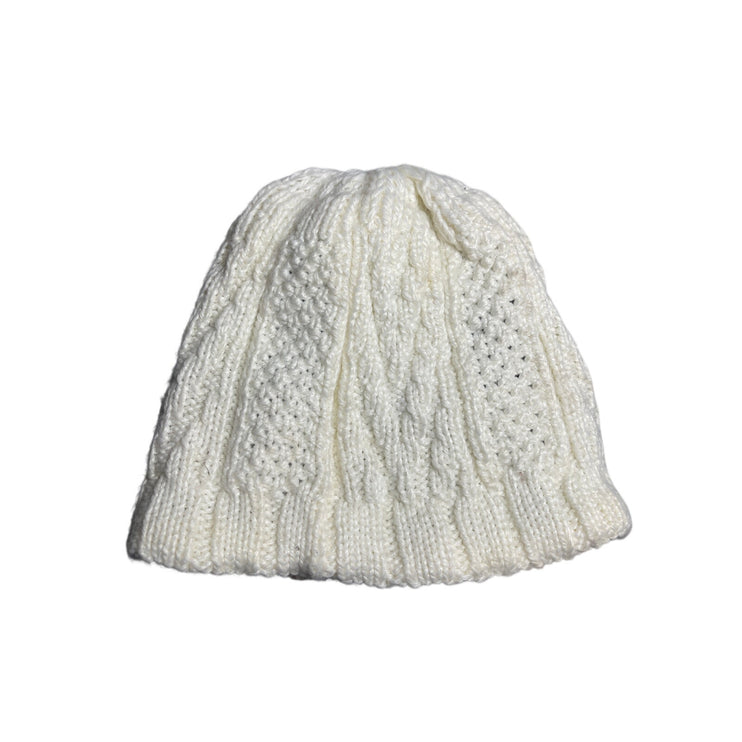 Columbia Women's White Cable Knit Winter Casual Snow Bonnet Beanie Cap Hat OS