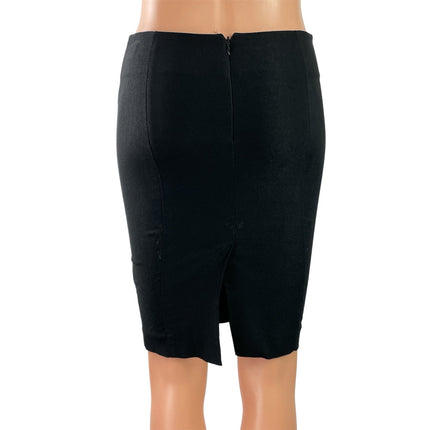 Bebe Women's Black High Waisted Slit Knee Length Straight Pencil Skirts Size 0
